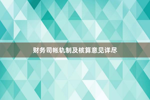 财务司帐轨制及核算意见详尽